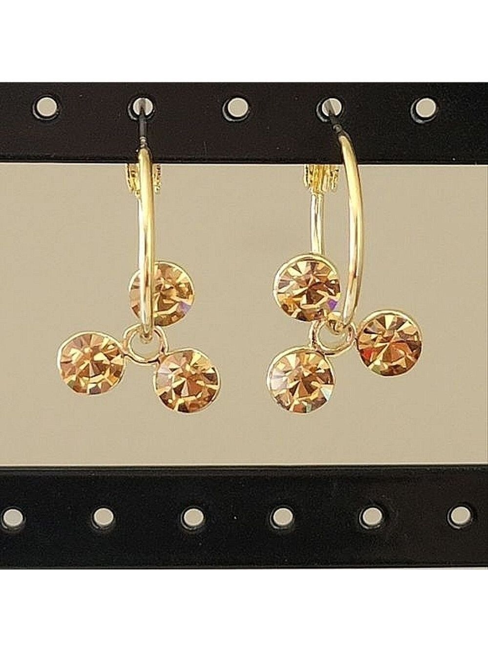 Earrings Gold Tone Crystal Hoop Earrings #0080